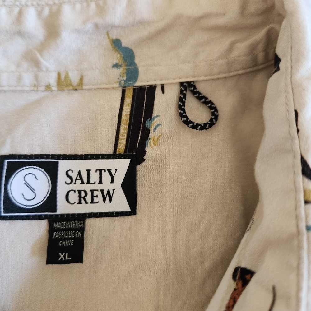 Salty Crew Men’s XL Hawaiian Fishing Shirt Boats Lobsters Surf Tropical Print - Picture 6 of 16
